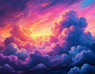 Colorful clouds abstract digital painting. Generated by AI.
