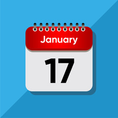 Fototapeta premium Flat Design January Calendar Icon – Red and Black on Soft Blue Background