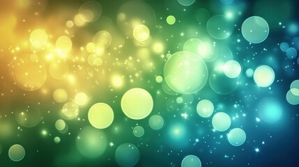 Vibrant bokeh circles in a gradient of yellow, green, and blue.
