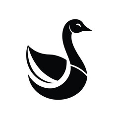 black and white silhouette stylized goose icon minimal for web and graphic