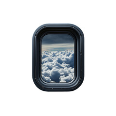 Fototapeta premium Aerial View of Clouds from Airplane Window, PNG