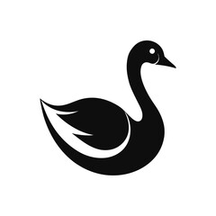 black and white silhouette stylized goose icon minimal for web and graphic