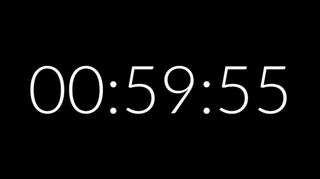 Countdown timer from 1 hour to 59 minute suitable for presentations, productivity, educational content, and more