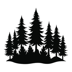 Fototapeta premium Pine Forest Landscape Silhouette Nature Vector Art