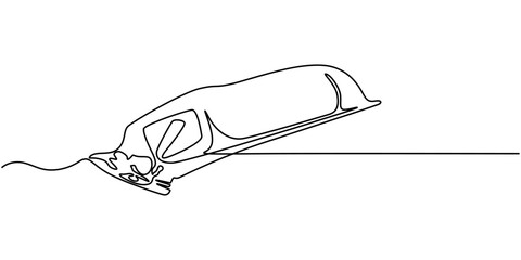 Continuous one line hair clipper. Vintage hair clipper isolated on a white background. Barbershop concept. Vector illustration, Continuous one line hair clipper. Vintage hair clipper isolated.