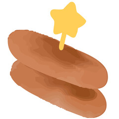 星形のピッグで刺されたウインナーのイラスト