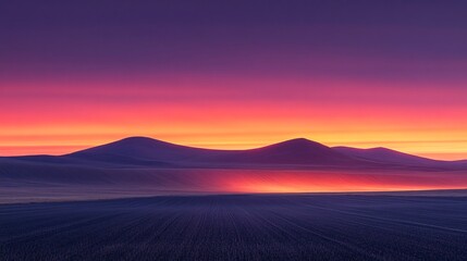 Naklejka premium stunning sunset over rolling hills and farmland with vibrant sky colors