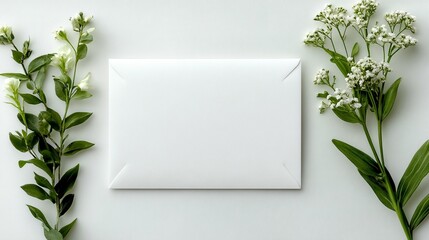 Blank Envelope Mockup with Flowers