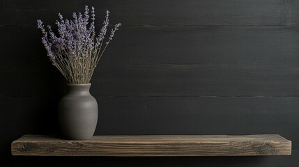 Lavender in Vase on Rustic Shelf