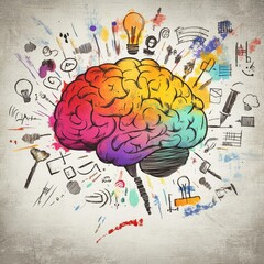 Colorful brain with creative elements (2)