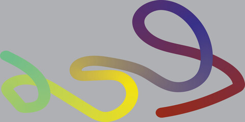 Neon Color Gradient squiggle lines. Scribble stripe with wavy elements. Abstract organic dynamic colorful Shapes on dark background. Abstract Gradient Lines Set. Wavy Color Shape Vector Graphic Design