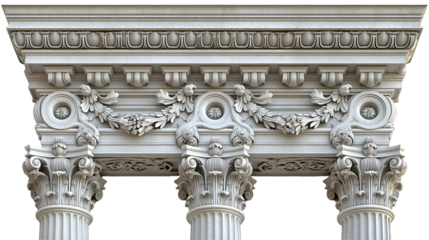 Classical Stone Columns Intricate White Facade for 3D Architectural Renders.