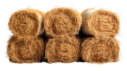 Stacked Hay Bales Rustic Farm Texture, Summer Harvest Background.