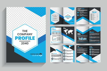Corporate bi fold business brochure design template, blue company profile brochure designcorporate company profile brochure design