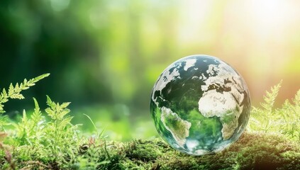 Earth nestled in moss