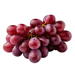 Fototapeta premium Ripe purple grapes forming a cluster, isolated on a transparent background, ideal for food and beverage projects