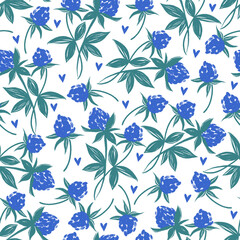 Seamless pattern with blue meadow flowers Summer mood