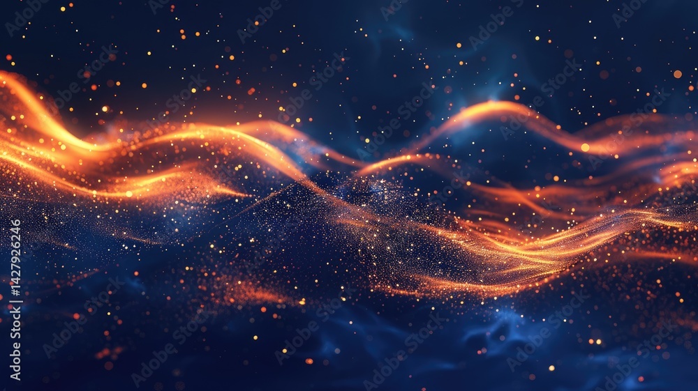 Poster abstract of seamless pattern magical star emit light in natural scene or sparkling particles on natu