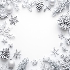 Silver Christmas Decorations Frame