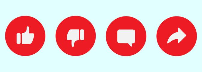 Clean and minimal vector icons representing Like, Share, Comment, and Subscribe actions