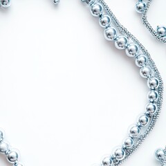 Obraz premium Silver beaded frame on white