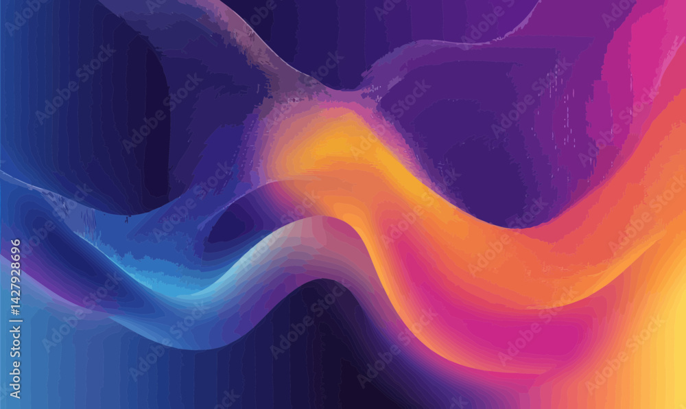 Poster dynamic wavy gradient mesh background with colorful fluid waves for modern design