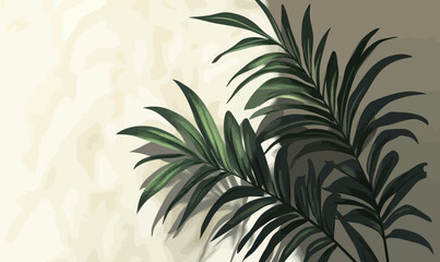 Fototapeta premium Soft Palm Leaf Shadows on Wall in Minimalist Vector Style for Natural Decor