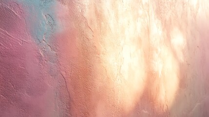 Fototapeta premium Smooth pastel stucco wall illuminated by soft sunlight
