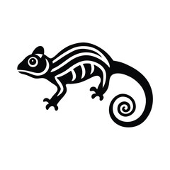 chameleon tribal style scaly texture black line art for web and graphic