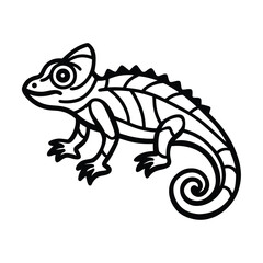 chameleon tribal style scaly texture black line art for web and graphic