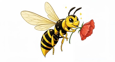 Cartoon honeybee illustration with flower