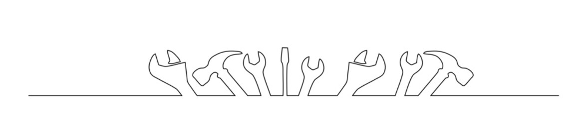 single line art of tools. international workers day. vector illustration