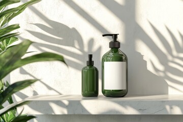 Green bottles of natural hand wash
