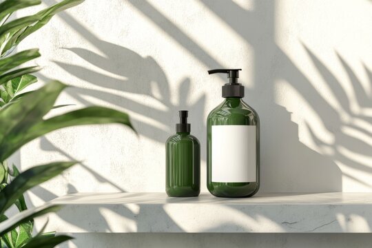 Green bottles of natural hand wash