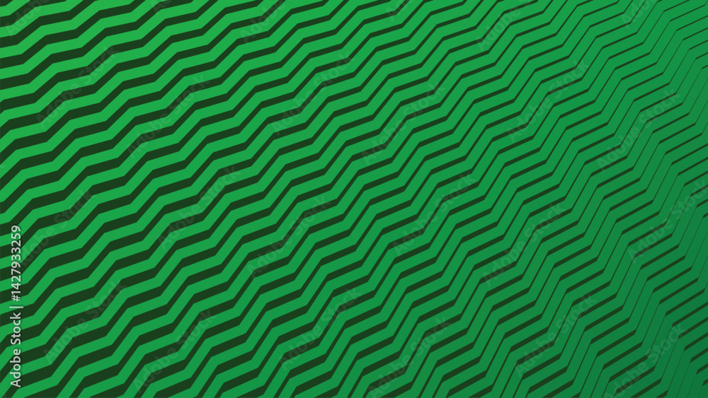 Poster green zigzag pattern fading with line density