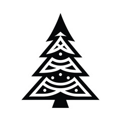 christmas tree tribal style black silhouette vector for web and graphic