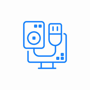 usb connection monitor icon sign vector