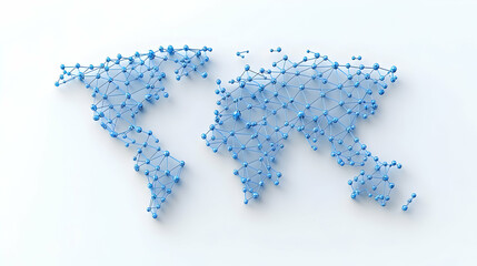 Fototapeta premium Abstract world map with connected dots and lines in blue tones