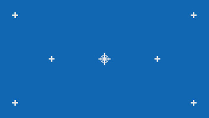 Fototapeta premium Blue screen template with tracking marks. Chromakey technique. Studio background. Video technology to add VFX visual effects during movie post-production phase.