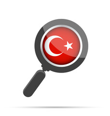 Magnifying glass with the flag of Turkey