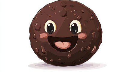 Fototapeta premium Happy Chocolate Truffle on White Background