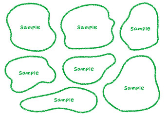 手描きのクレヨン素材　ラフな形のフレームセット