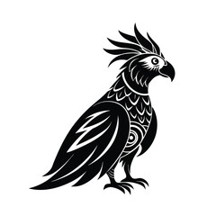 Obraz premium cockatoo tribal style black silhouette vector on white for web and graphic
