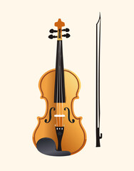 Fototapeta premium Illustration of Musical Instrument Violin on white background