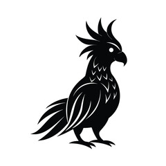 Fototapeta premium cockatoo tribal style black silhouette vector on white for web and graphic