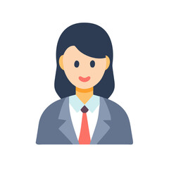 Businesswoman Icon: Professional Woman in Suit, Flat Design Illustration