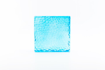 Light Blue Glass Block Isolated on White Background – Modern Interior and Architectural Design