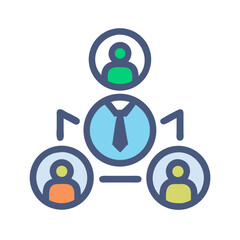 Organizational Chart Icon with Leader and Team Members Depicted