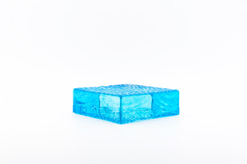 Light Blue Glass Block Isolated on White Background – Modern Interior and Architectural Design