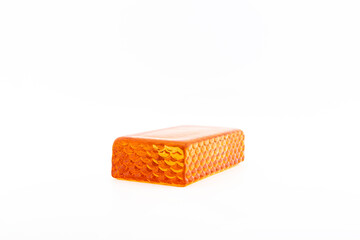 Orange Glass Blocks Isolated on White Background – Bold Interior Statement and Modern Construction Material